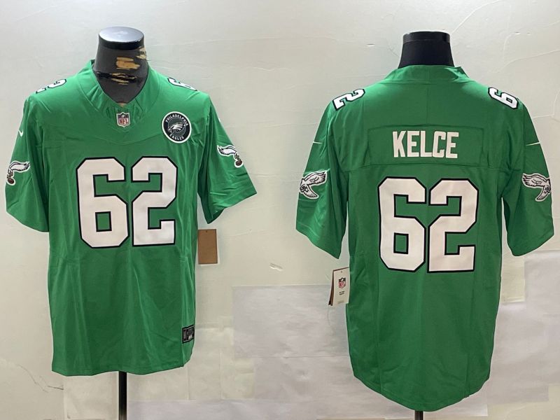 Men Philadelphia Eagles #62 Kelce Green Throwback 2024 Nike Vapor Limited NFL Jersey style 2->philadelphia eagles->NFL Jersey